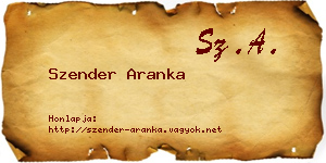 Szender Aranka névjegykártya